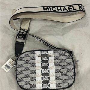 Michael Kors Monogram Black and Gray Belt Bag